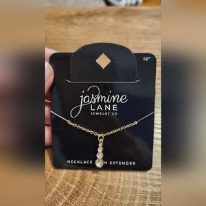 Jasmine Lane Gold Necklace with Pearl Drops